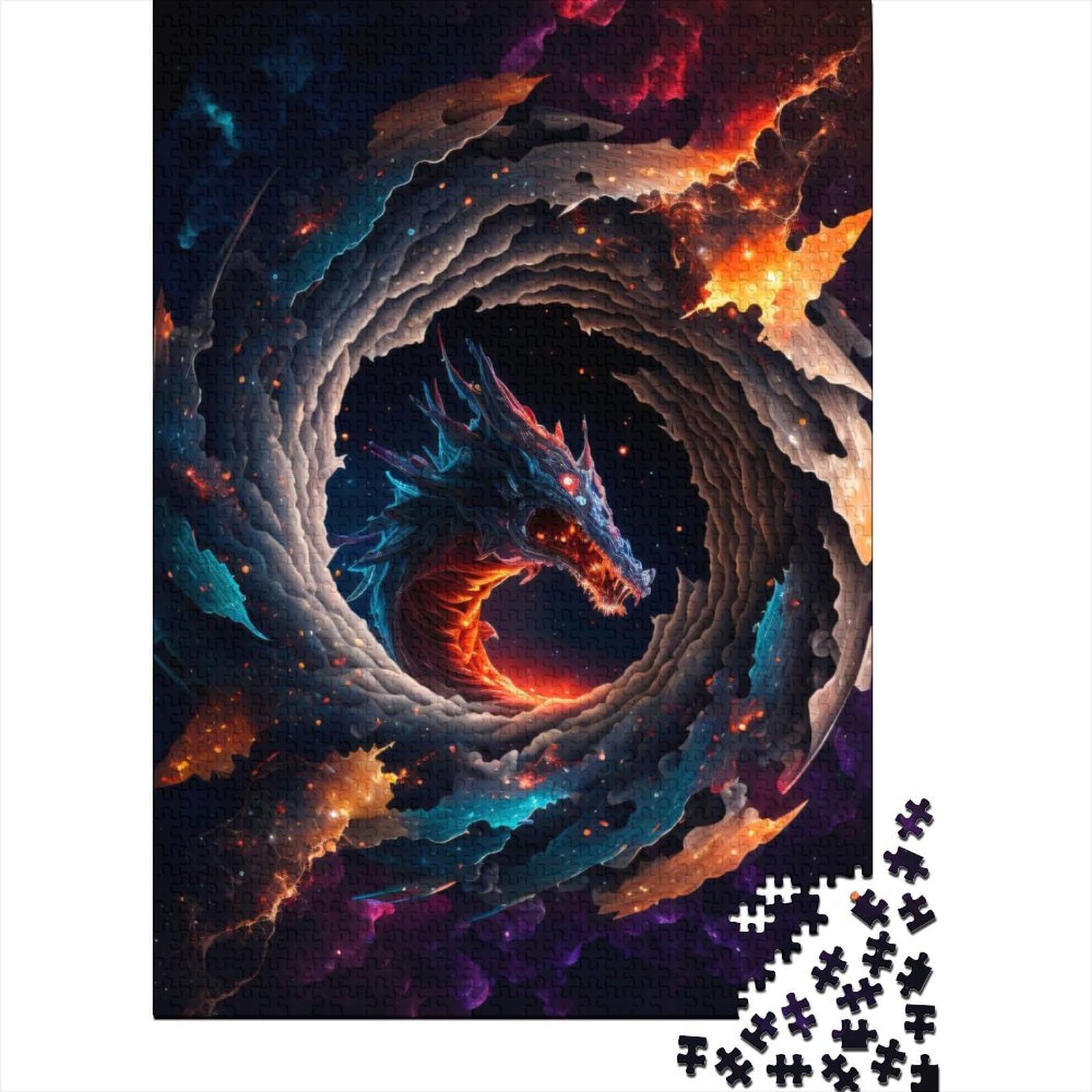 Holzpuzzle mit Weltraumdrachen, Geschenke für Teenager, Kunstpuzzle für Erwachsene, 1000 Teile, ganze Familie, 75 x 50 cm