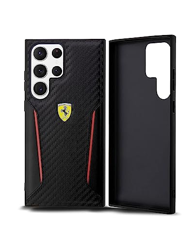 Hülle Ferrari FEHCS23LNPYK S23 Ultra S918 schwarz hardcase Carbon Contrast Edges