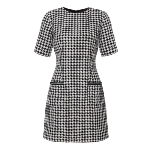 Swing Fashion Mindi Minikleid aus Tweed mit Schößchen und Kurzen Ärmeln 42(XL) | Ideal für den Alltag, für die Arbeit, für das Büro, zum Ausgehen mit Freunden, zum Abendessen