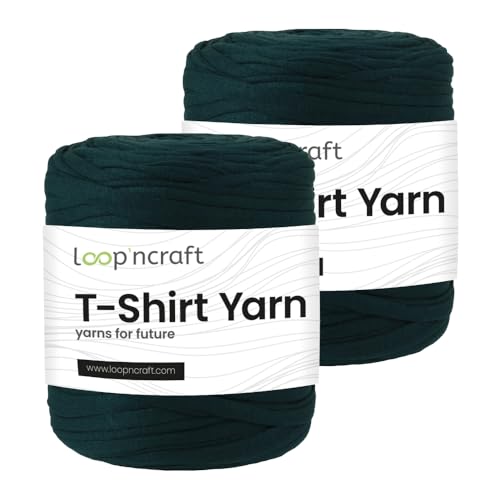 Textilgarn 2er-Set, Mitternachtkiefer, Loopncraft, 2 X 750g, T-Shirt Yarn, Recyling Garn