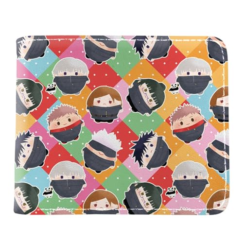 Jujut-su Kais-en Kinder Geldbeutel Jungs, Cartoon-Münztasche Kleine Geldbörse, Kunstleder Kartenetui Geldtasche mit Münzfach, für Männer Geschenke(Color:Multicolor 7)