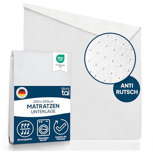 Blumtal® Lattenrost Auflage 200x200 cm - Oeko-TEX zertifizierter Lattenrost Matratzenschoner - Matratzenunterlage 200x200 cm + Anti-Rutsch-Schicht - Lattenrostschoner 200x200 cm - Lattenrost Schoner