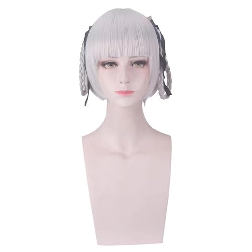 WCCNKK Wig Anime Cosplay Kakegurui Momobami Kirari Cosplay Perücke Silberne Damenperücke Hitzebeständiges Kunsthaar, Mit Perückenkappe, Dekorative Accessoires, Anime-Geschenk