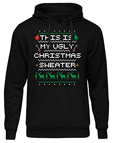 My Ugly Christmas Sweater Herren Kapuzenpullover | Weihnachten Pullover Weihnachtsmann Funny Xmas Hoodie Christmas | Schwarz (4XL)