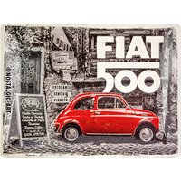 Nostalgic Art Retro Blechschild 30X40Cm, Motiv "Fiat 500 - Red Car In