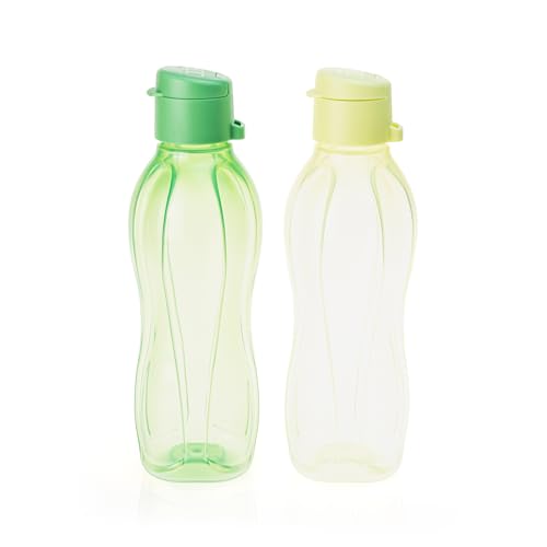 EcoEasy TUPPERWARE to Go Öko Trinkflasche 2X 500ml Lila + Quader Blau + Minitrichter Lila