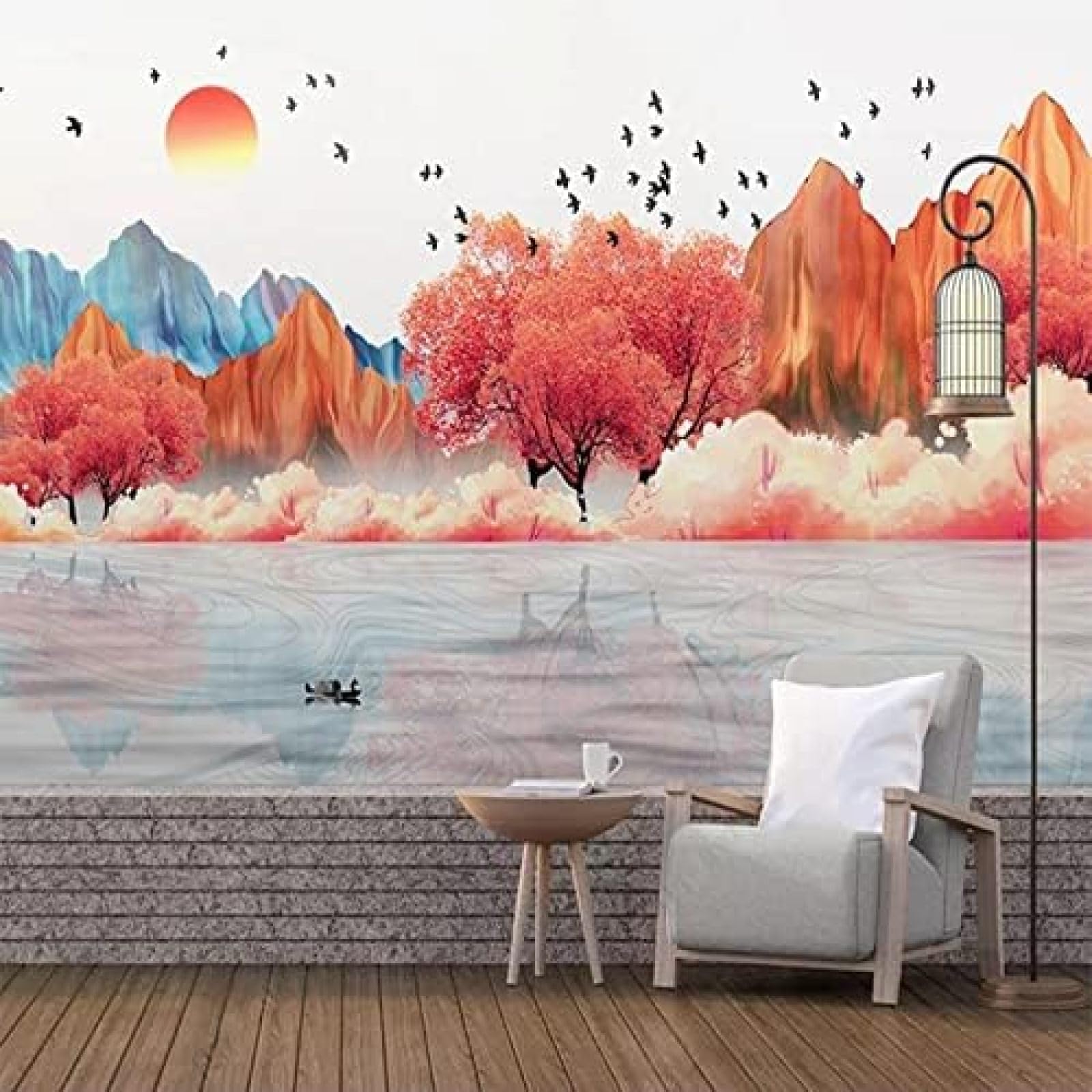 XLMING Handgemalte Herbstwald-Landschaft 3D Tapete Wohnzimmer Sofa Schlafzimmer Esszimmer Home Dekoration Wand-300cm×210cm