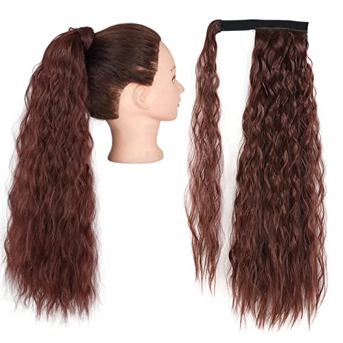 Pferdeschwanz Haarteil Clip-Haarverlängerungen for Anklipsen, synthetischer Mais, gewellt, langer Pferdeschwanz for Damen-Haarteil Pferdeschwanz Haarverlängerung(Q19-33,22inch-55cm)