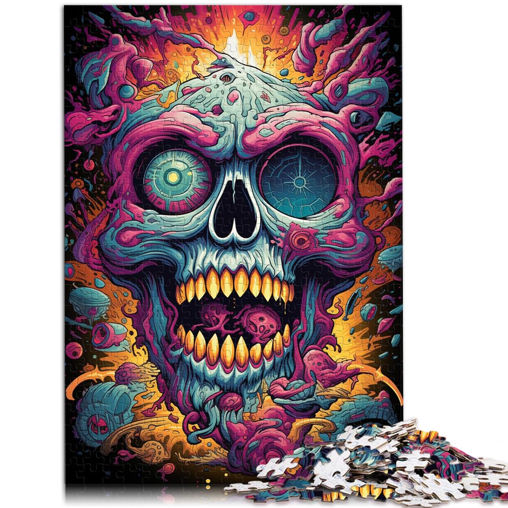 Puzzle-Geschenk, Farbmalerei, Totenkopf, Puzzles für Erwachsene, 1000 Puzzles, jedes Teil ist einzigartig – anspruchsvolles, unterhaltsames Familienspiel, 1000 Teile (50 x 75 cm)