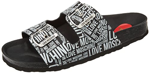 Love Moschino Damen Collezione Primavera Estate 2022 Sandale, Schwarz, 37 EU