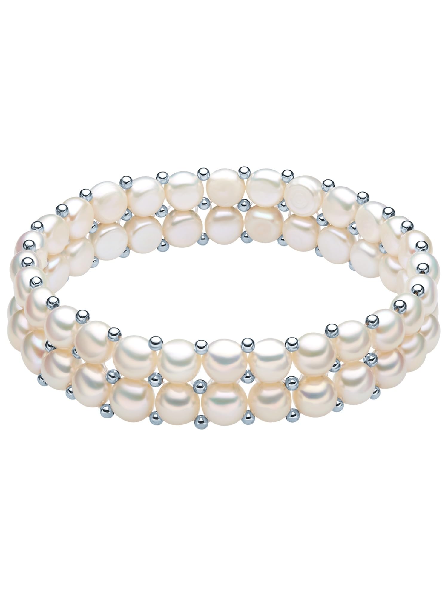 Valero Pearls Damen Armband mit Süßwasser-Zuchtperlen weiß ca. 6,0-6,5 mm