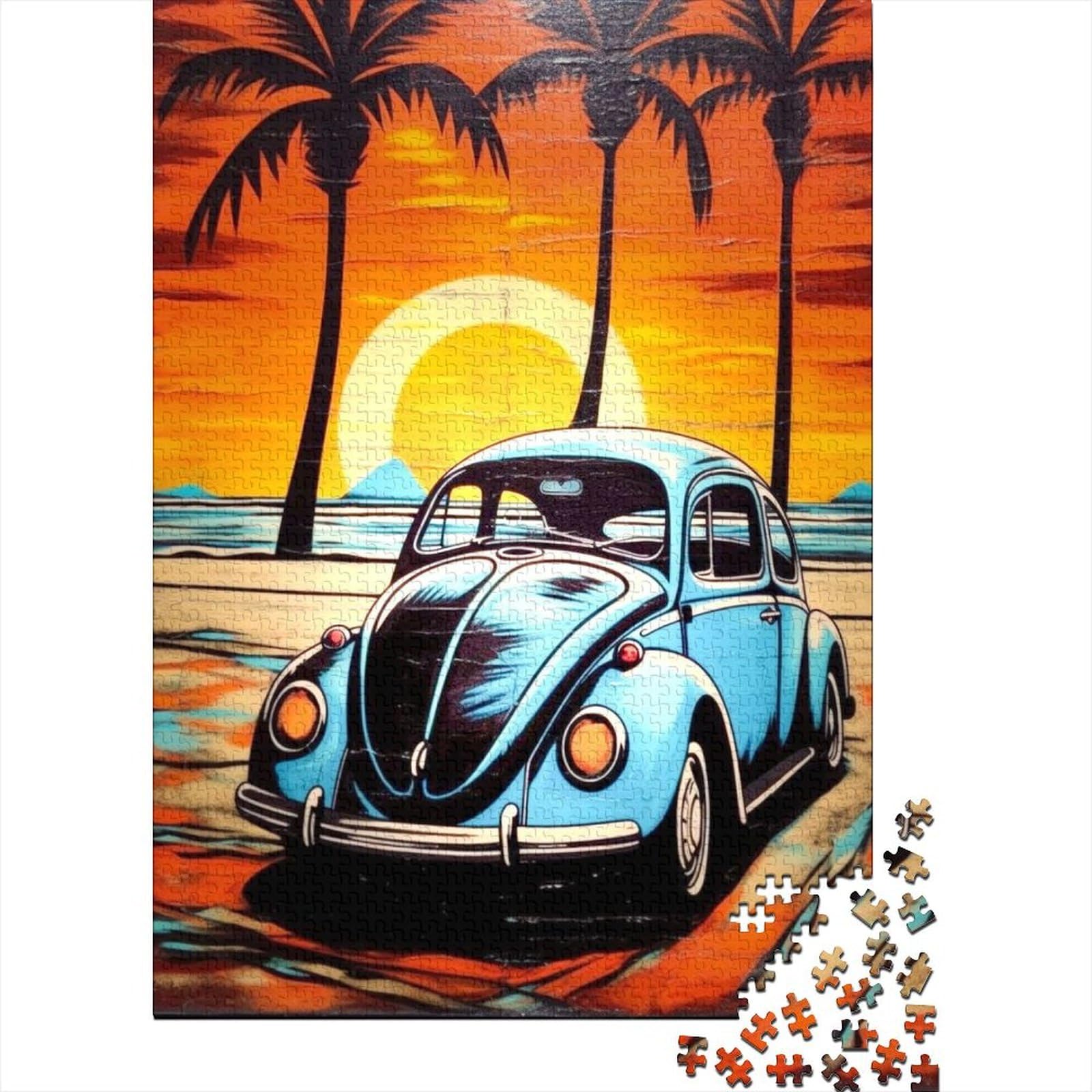 Küstensonnenuntergang-Holzpuzzle für Erwachsene, Puzzles mit 500 Teilen, Puzzles für Erwachsene und Teenager, ganze Familie und die 52 x 38 cm