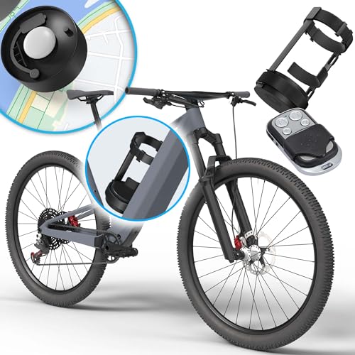 Parkwächter B1 Fahrradalarm mit Flaschenhalterung, E-Bike Flaschenhalter, Fahrrad Alarm mit 2X Fernbedienungen, IP 55 Wasserschutz, Lautstärke und Warnstufen einstellbar, schwarz