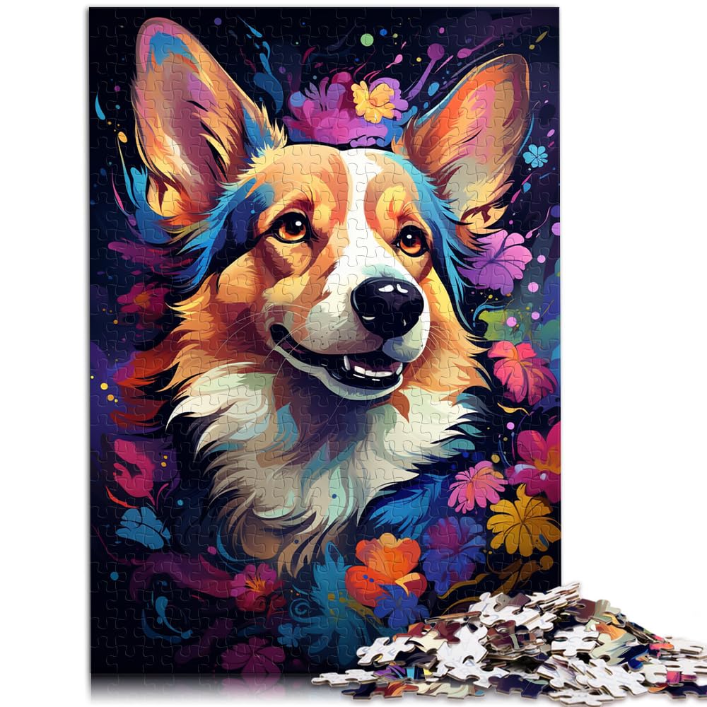 Puzzle für Puzzle Bunter Corgi-Hund 1000-teiliges Puzzle Holzpuzzle Jedes Teil ist einzigartig - Anspruchsvolles, unterhaltsames Familienspiel 1000 Teile (50 x 75 cm)