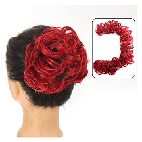 Bun Haarteile DIY Wickel-Pferdeschwanz-Haarknoten for Frauen, synthetischer Chignon, unordentliches elastisches Band, Haarknoten, Haarteil, 89,9 cm, Touseld Curly Wave Brötchen-Haarteil (Color : 101