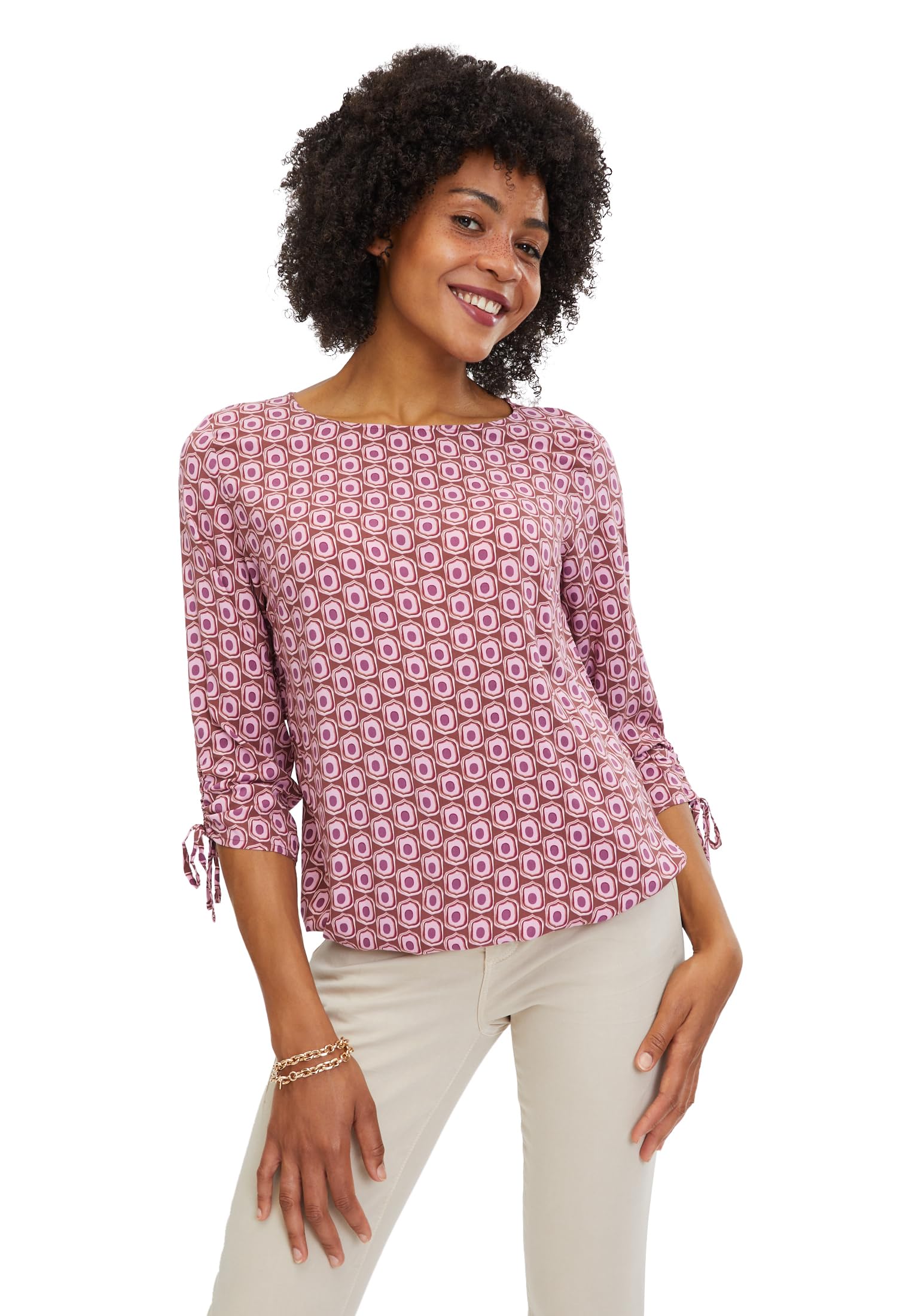 Cartoon Damen Casual-Bluse mit Muster Rosa/Violett,38