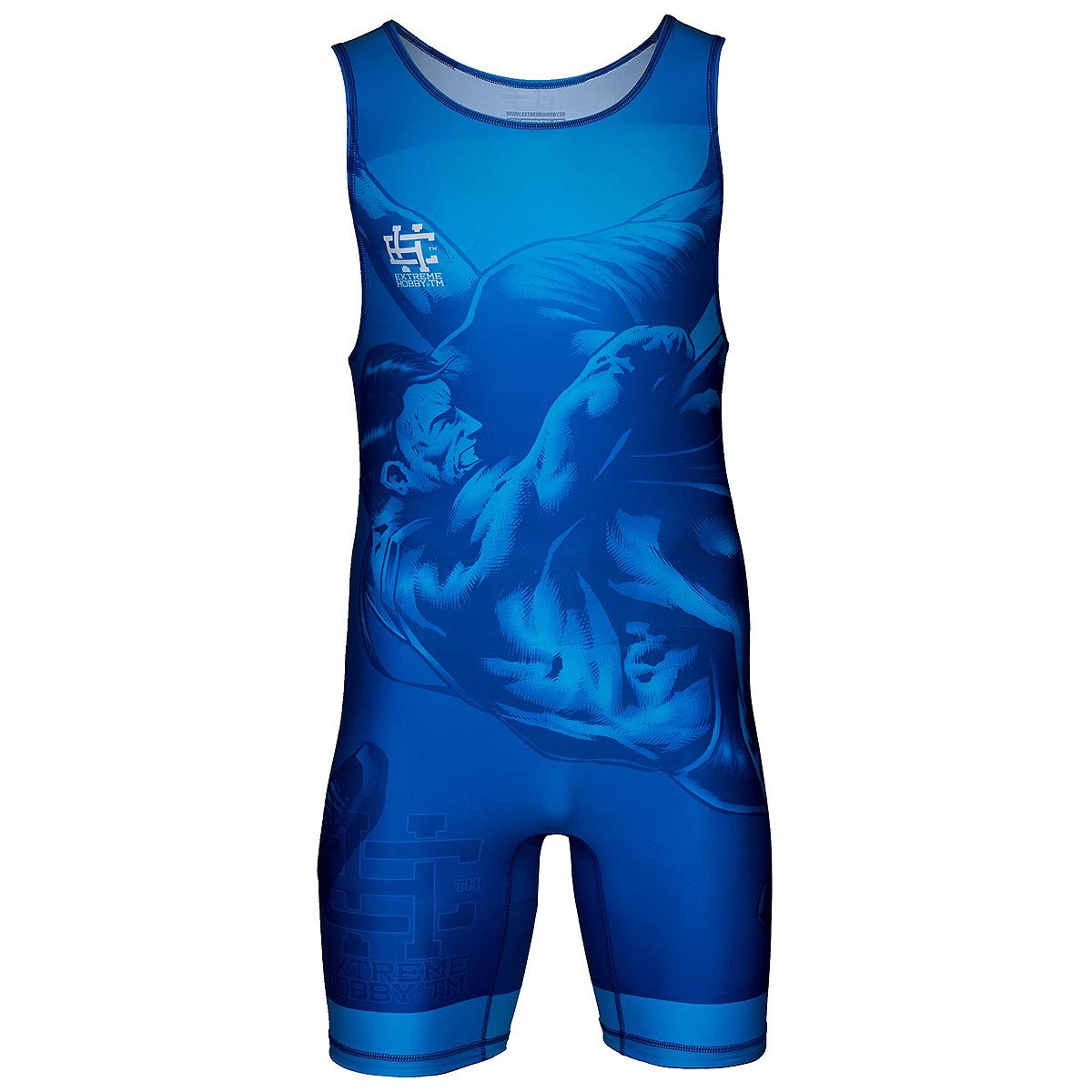 Extreme Hobby Kinder Wrestling Trikot Wrestling, Leotard Singlet Vest Kids Bodysuit Atmungsaktiver Material, Ringer Trikot, Blau, 140, 169