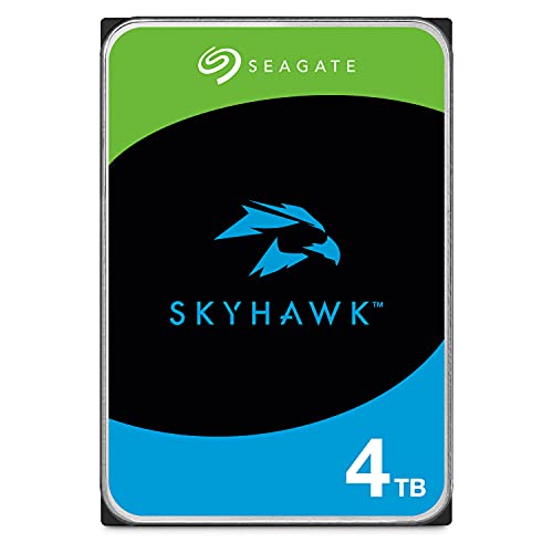 Seagate Skyhawk 4 TB interne Festplatte HDD, Videoaufnahme bis zu 64 Kameras, 3.5 Zoll, 64 MB Cache, SATA 6 Gb/s, Silber, FFP, inkl. 3 Jahre Rescue Service, Modellnr.: ST4000VXZ16