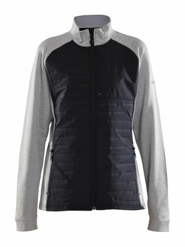 Craft ADV Unify Hybrid Jacket | Übergangsjacke Damen XL | Grey Melange/Black | Leichte Jacke aus funktionellem Material | Mit 2 Taschen und 1 Brusttasche| Leichte Jacke Damen