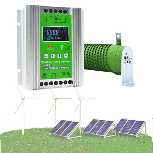 GLBMXDD Neuer verbesserter Solar-Wind-Hybrid-MPPT-Laderegler 2000 W 12 V/24 V, automatischer Wind- und Solar-Laderegler,2000W