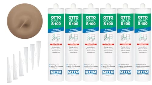 OTTOSEAL S 100 Premium-Sanitär-1K-Silicon Dichtstoff matt 6 Kartuschen auf Acetat Basis Otto Chemie (6x matt bahamabeige C8685)