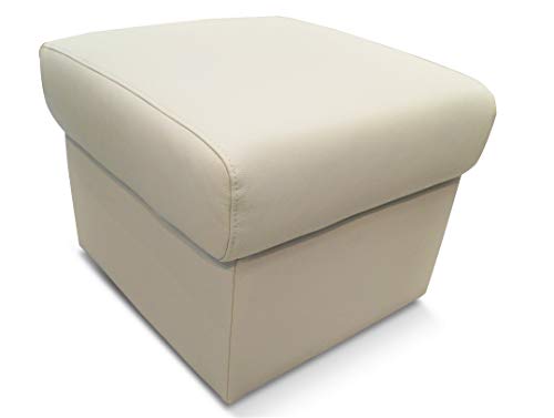 Quattro Meble Creme Echtleder Hocker 50cm x 50cm aufklappbar mit Stauraum Sitzhocker Rindsleder Sitzwürfel Fußhocker Polsterhocker Echt Leder Puff