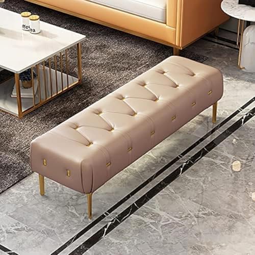 Luxuriöses Bett-Beh, mit Leder gepolstertes Beh-Schlafzimmer-Beh mit goldenen Beinen, Eingangsbereich-Beh, moderner Beh-Sitz, Roségold, 120 x 40 x 43 cm (47 x 16 x 17 Zoll)