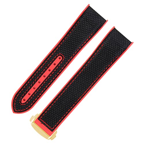 NEYENS Gummi-Uhrenarmband für Omega Seamaster, Faltschließe, luxuriöses Nylon-Silikonarmband, Zubehörteile, 20 mm, Achat