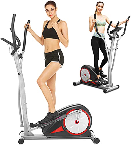 ANCHEER Crosstrainer, Crosstrainer für zuhause mit Pulsfrequenzgriffen und 8 Magnetwiderstandsstufen Smooth Quiet Driven Elliptische Trainer Maschines (Schwarz)