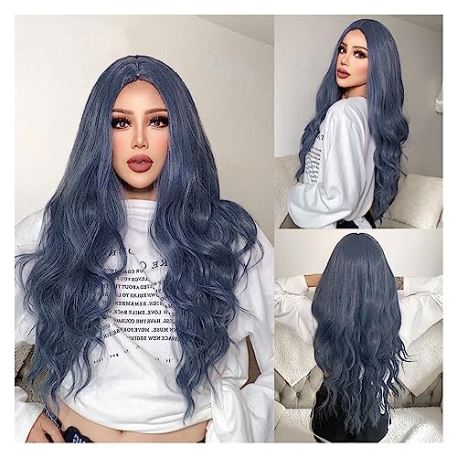 Perücken Natürliche Haar Hitzebeständige Perücken De Mujer Lila Körper Welle Synthetische Perücken for Frauen Lange Cosplay Party Bunte Perücke Damenperücke(Color:TB20051-3)