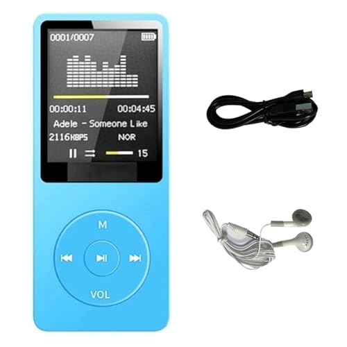 iFutniew MP3-Player, USB-Aufnahme, Digitalanzeige, tragbar, Laufen, Gehen, Musik, Blau