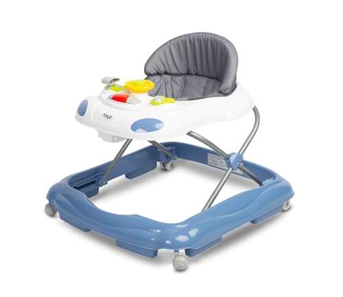 TOYZ - Cario Baby Walker - Baby Lauflernhilfe ab 6 Monate bis 12 kg - Lauflernwagen für Kinder mit Motiv Auto - mit weichem Sitz und Musik - Höhenverstellbar, Klappbar - 65 x 60 x 54 cm - Marineblau