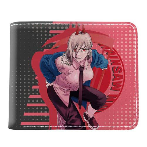 RYNDEX Chains-aw Man Brieftasche Anime, Cartoon-Münztasche Kleine Geldbörse, PU Leder Münzbörse Wallet mit Sichtfenster(Color:Multicolor 3)