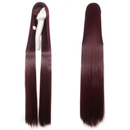 LINLINCD-150cm Straight Super Long Anime Cosplay Wig With Bangs Synthetic Hair Black Blue Purple Red Orange White Wigs For Women Rose Net white picture color