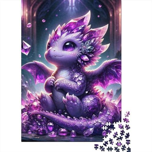 Puzzle für Erwachsene, 1000 Teile, Baby-Edelstein-Drachen, Holzpuzzle für Erwachsene, Puzzle-Spielzeug, schwieriges, anspruchsvolles Puzzle, 1000 Teile, 75x50cm