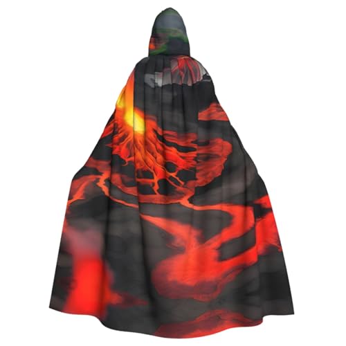 YQxwJL Kilauea Volcanos Print Halloween Umhang Herren mit Kapuze Umhang Renaissance Umhang für Erwachsene Cosplay Hexenumhang Umhang Umhang