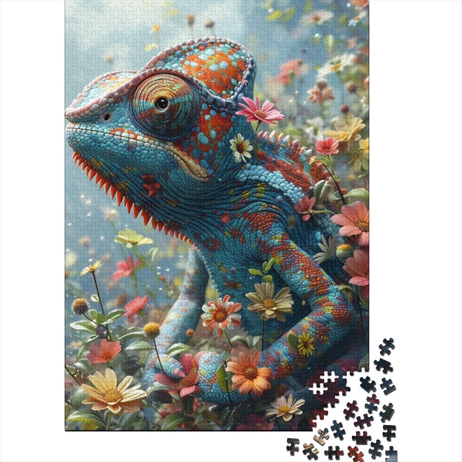 Chamäleon-Puzzles für Erwachsene, Puzzles mit 1000 Teilen für Erwachsene und Teenager, ganze Familie und die 29,53x19,69 Zoll