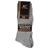 6 Paar Norweger Socken ohne Gummi Diabetikersocken Wolle Ohne Gummizug Plüschsohle (39-42, Grau)