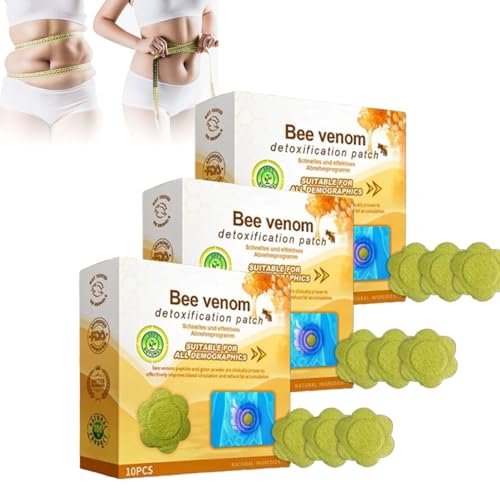 Cvreoz Bee Venom Detoxification Patch, 20/30/50pcs Cvreoz Bee Venom Slimming Patches, Bee Venom Lymphatic Drainage & Slimming Patches,Bee Venom Patches,Get in Shape in 3-6 Weeks (30pcs)