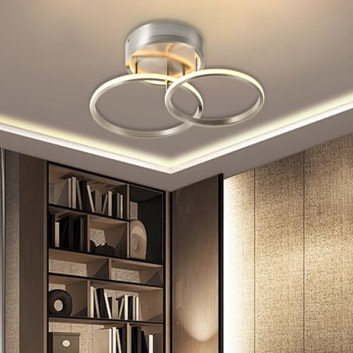 LQWELL® Deckenleuchte LED Deckenlampe, 20W 3000K Küchenlampe Modern Schlafzimmerlampe aus Aluminium für Wohnzimmer Schlafzimmer Küche Balkon Flur Keller Büro, 475 * 410 * 120mm