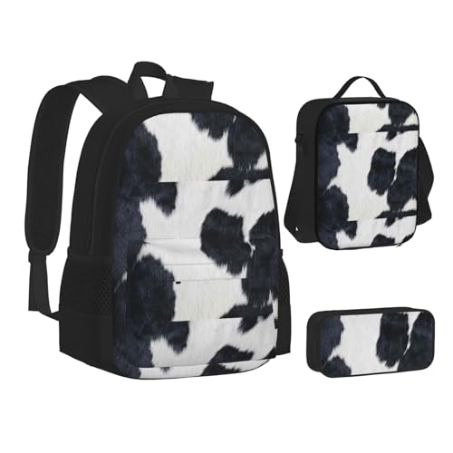 WURTON Rucksack für Teenager, Rindsleder, 3-in-1 (Federmäppchen + Schultasche + Lunchtasche)