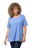 Ulla Popken Damen große Größen Übergrößen Plus Size T-Shirt, A-Linie, Carree-Ausschnitt, Halbarm wolkenblau 54+ 807286718-54+