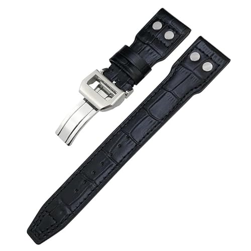 IOTUP Uhrenarmband aus dickem Echtleder, Kalbsleder, 21 mm, 22 mm, für IWC Big Pilot Spitfire IW5009 IW3777, Nieten, Rindsleder, 22 mm, Achat