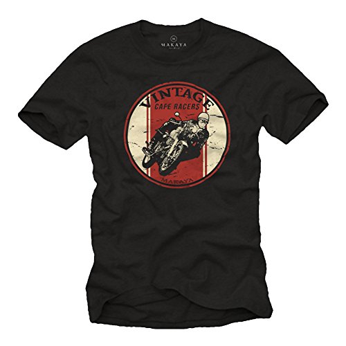 Vintage Biker T-Shirt - Motorradfahrer Geschenke - Cafe Racer Motorrad Zubehör schwarz XL