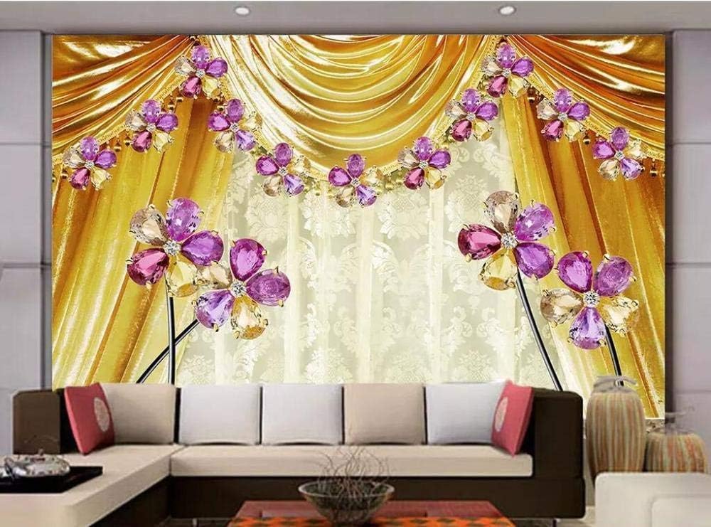 Vorhangschmuck Kristallblume 3D Tapete Poster Restaurant Schlafzimmer Wohnzimmer Sofa TV Dekorative Wand-200cm×140cm