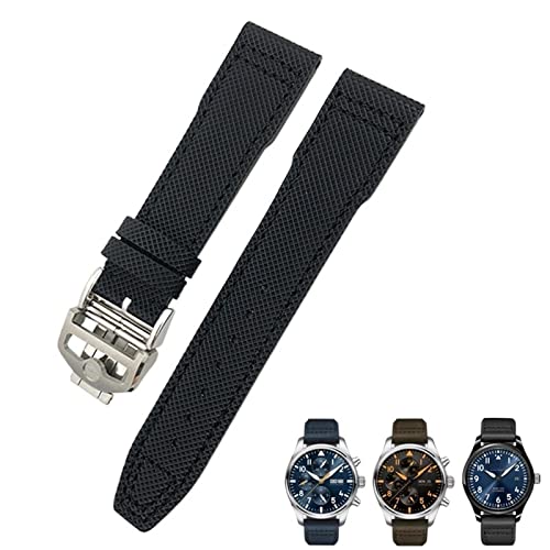 NEYENS Nylon-Uhrenarmband, 20 mm, 21 mm, passend für IWC Portofino Big Pilot IW3293 Mark 18 Tissot TAG Heuer Seiko, Leder-Nylon-Uhrenarmband, Blau, 20 mm, Achat