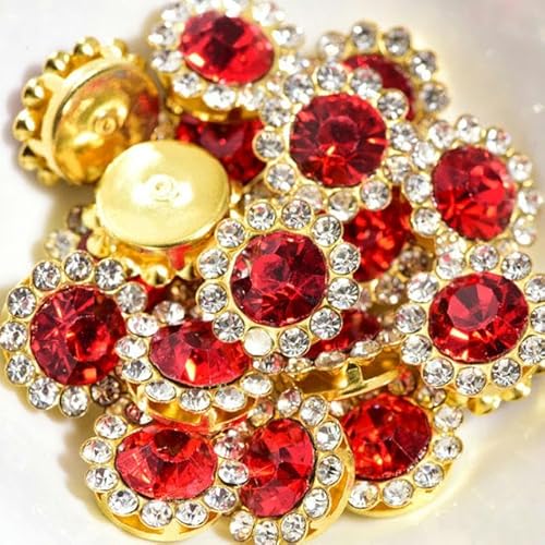 Bulk Flatback Strasssteine, Kristall Hotfix, Runde Strasssteine ​​in Sonnenblumenform mit goldener Unterseite, for Aufkleben, Glitzerkristalle, Strass for selbstgemachte Hochzeitskleider, 100 Stück(Lt