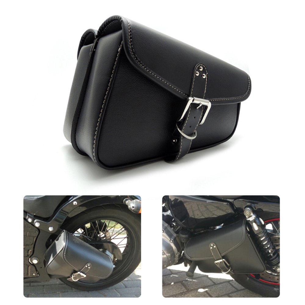 Krtopo 1 Stück Motorrad Satteltaschen Leder PU wasserdichte Rechts Satteltasche Motorrad Side Gepäck Werkzeugtasche schwarz