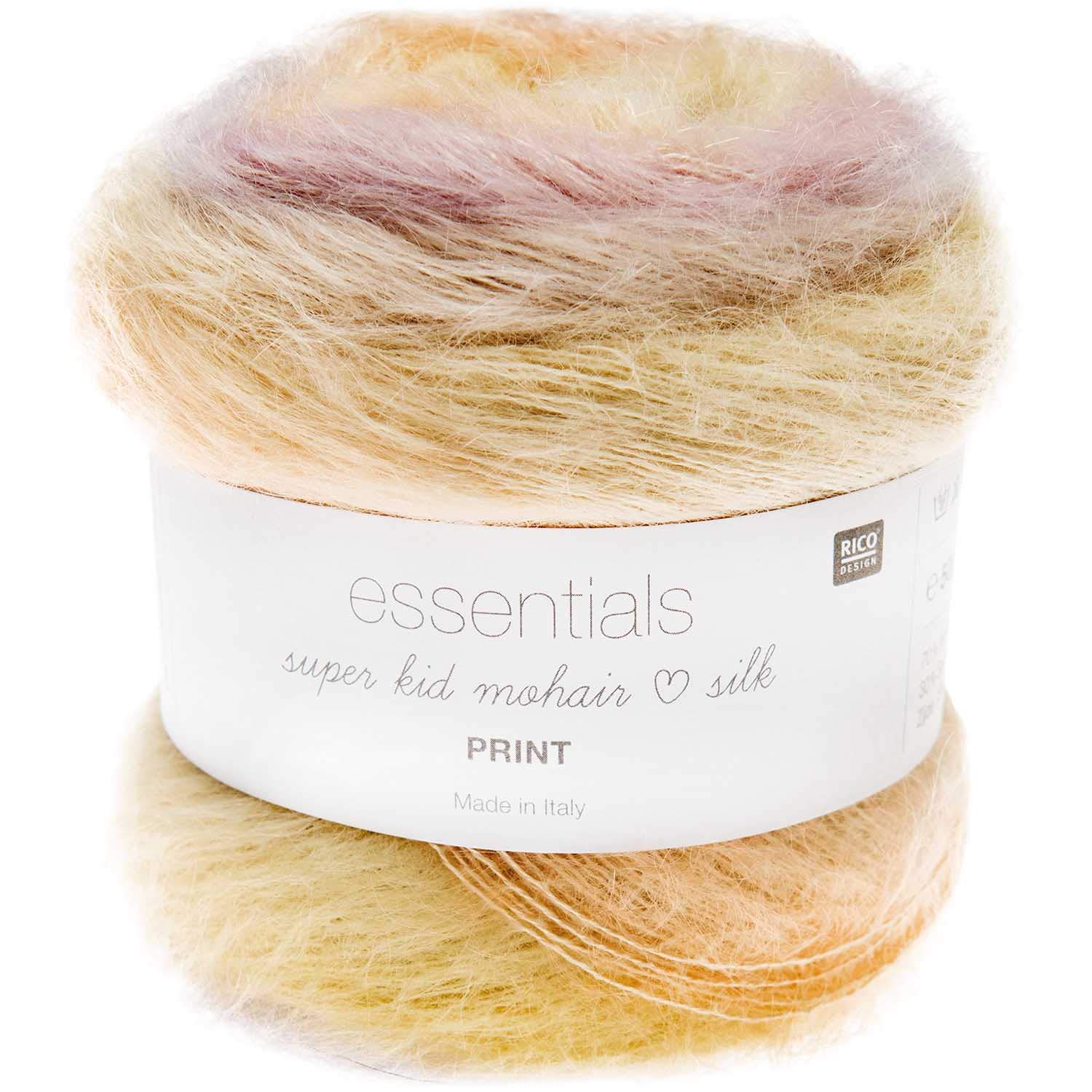 Rico Essentials Super Kid Mohair Loves Silk Print, Lacegarn Mohair Seide Farbverlauf zum Stricken und Häkeln, Lacewolle Nadelstärke 4,5 mm, 50g ca. 375m (007 sphaere, Grundpreis: 36,98€/100g)