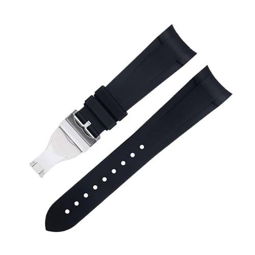 IOTUP Uhrenarmband aus Fluorkautschuk, 22 mm, speziell für Tudor-Armband, Black Bay, GMT, gebogenes Ende, Faltschnalle, 41 mm Zifferblatt, 22 mm, Achat